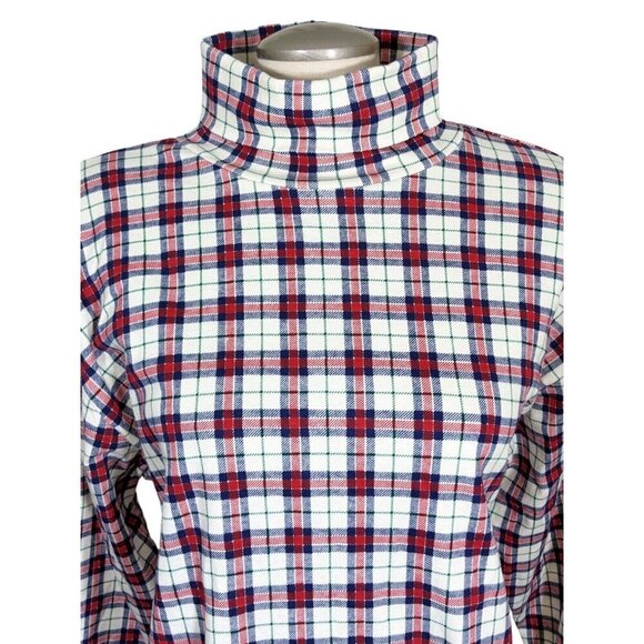 Vintage Signatures by Northern Isles Womens XL Turtleneck Top Plaid Check Cotton - Picture 2 of 6